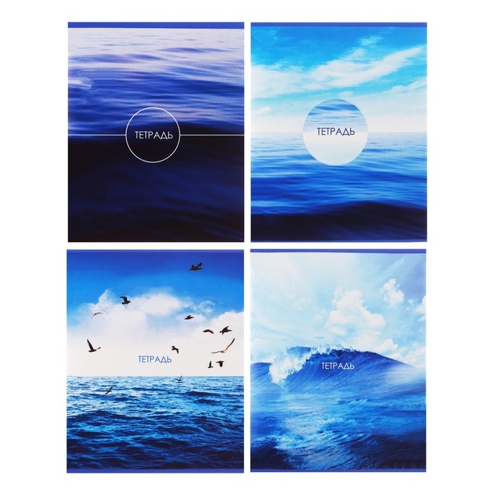 Тетрадь 96 листов в линейку Calligrata Тетрадь 96 листов в линейку Calligrata "Морской пейзаж", обложка мелованный картон, блок №2, белизна 75% (серые листы), МИКС