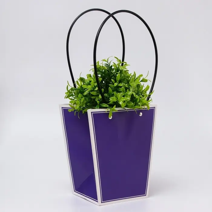 Сумка для цветов фиолетовая влагостойкая, 17&times;17 - 11.5&times;11.5 - 20 см 8
