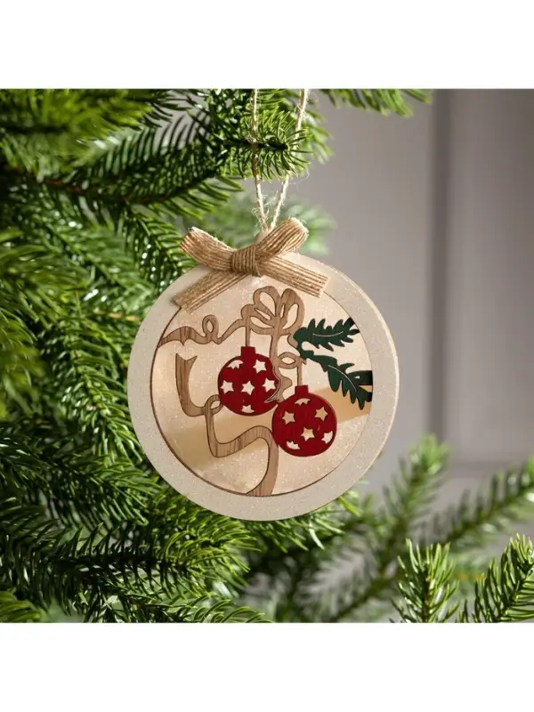 Ёлочная игрушка &laquo;Шар с веткой&raquo;, 10&times;10&times;2 см, от батареек, свечение тёплое белое