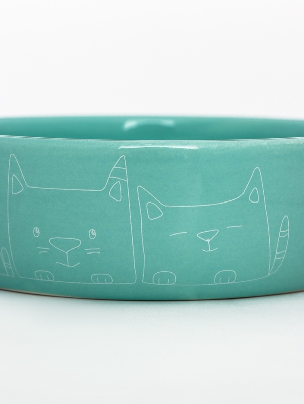 Миска керамическая  Миска керамическая "Meow" 300 мл, 13,4 x 4 cм, бирюзовая