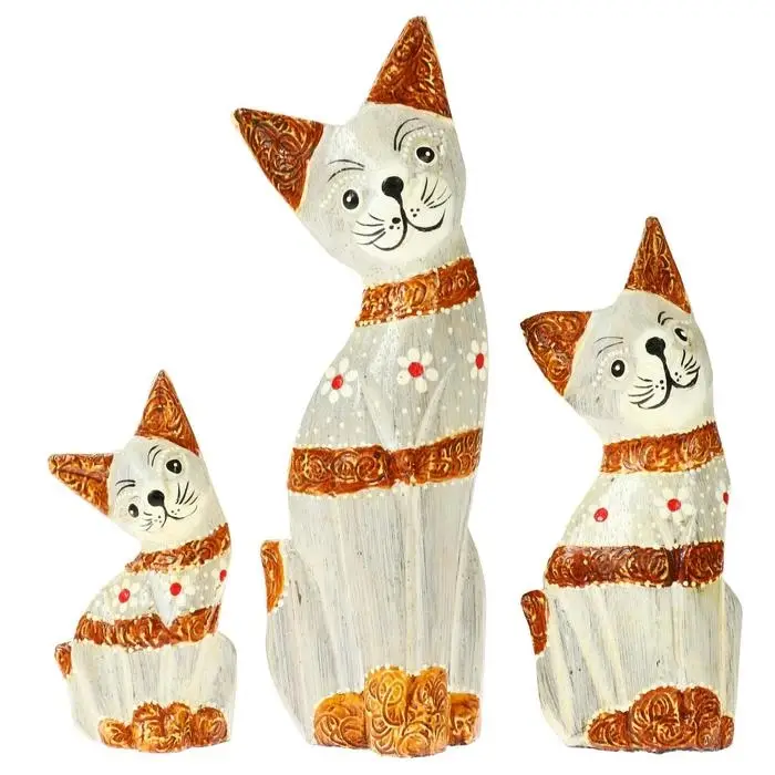 Сувенирный набор &laquo;Кошечки с полосками&raquo;, h=20 см, h=17 см, h=15 см, дерево