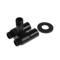 Кран двойной ZEIN engr, 1/2" &times; 1/2", два вентиля, кран-букса керамика, нерж. сталь, черный