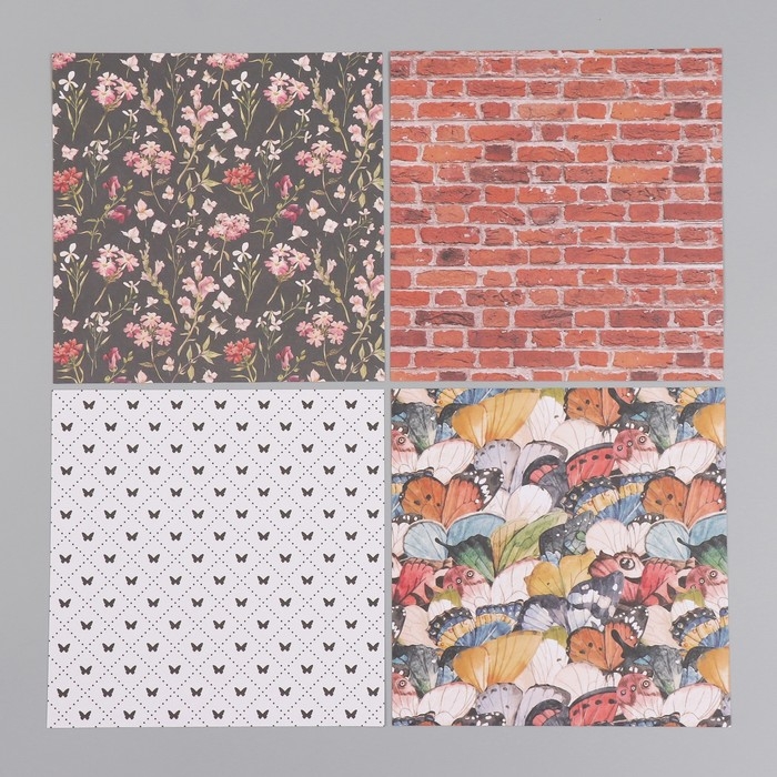 Набор бумаги для скрапбукинга 12 лист. 12 дизайн Набор бумаги для скрапбукинга 12 лист. 12 дизайн "Летний вечер в саду" 160 гр 15,2х15,2 см