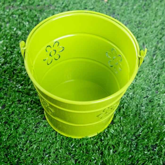 Кашпо  Кашпо "Ведерко Леви" зеленое, 10х10х10см