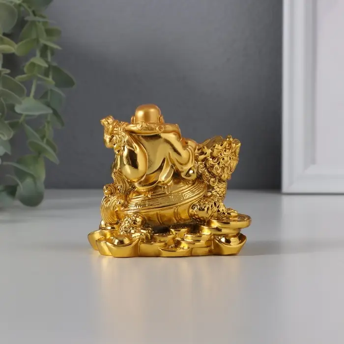 Нэцкэ фигурка &laquo;Хотей на драконочерепахе&raquo;, 7.5&times;7.5 см, под золото
