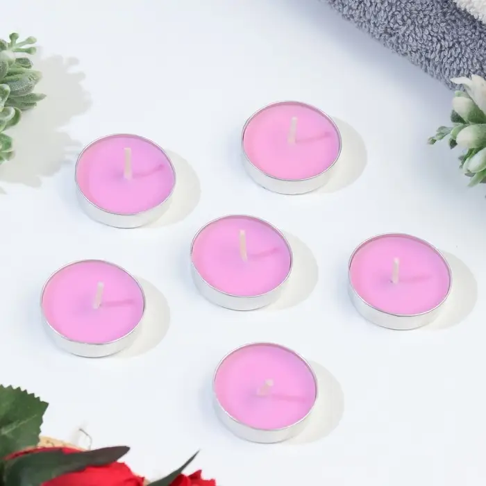 Набор свечей чайных ароматических, 6 шт, роза, 8 марта Набор свечей чайных ароматических, 6 шт, роза, 8 марта