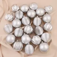 Ёлочные игрушки &laquo;Зимний шик&raquo;, шары новогодние, d=8 см, набор 24 шт., серебро