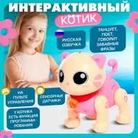 Робот кот &laquo;Пультовод&raquo; ZHORYA, на пульте управления, интерактивный: сенсорный, звук, свет, на батарейках, на русском языке, розовый