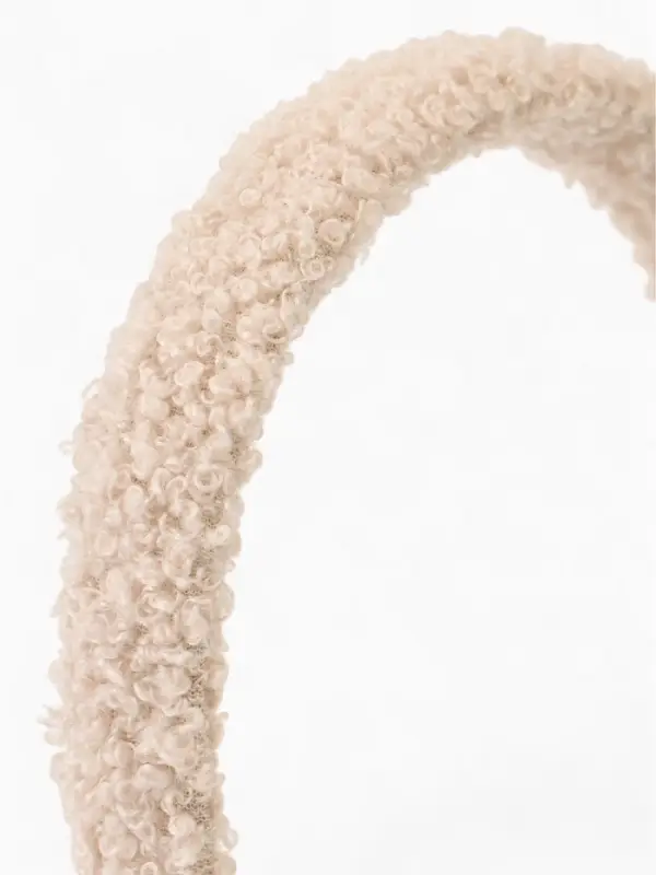 Ободок для волос плюшевый, бежевый