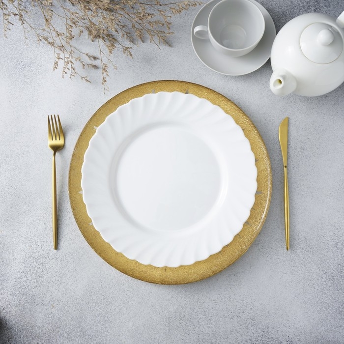 Тарелка - блюдо подстановочное Magistro «Бурлеск», d=33 см, цвет золотой Тарелка - блюдо подстановочное Magistro «Бурлеск», d=33 см, цвет золотой