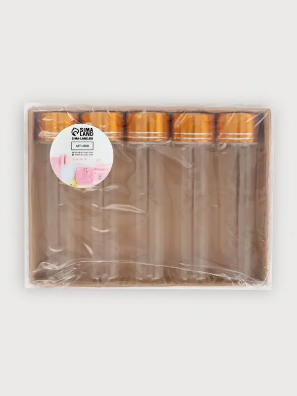 Баночки для хранения бисера, в крафтовой коробке, d=2.2&times;8 см, 5 шт.