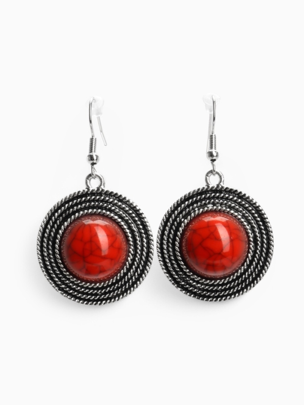 Серьги «Круг» винтаж, красные в чернённом серебре Серьги «Круг» винтаж, красные в чернённом серебре