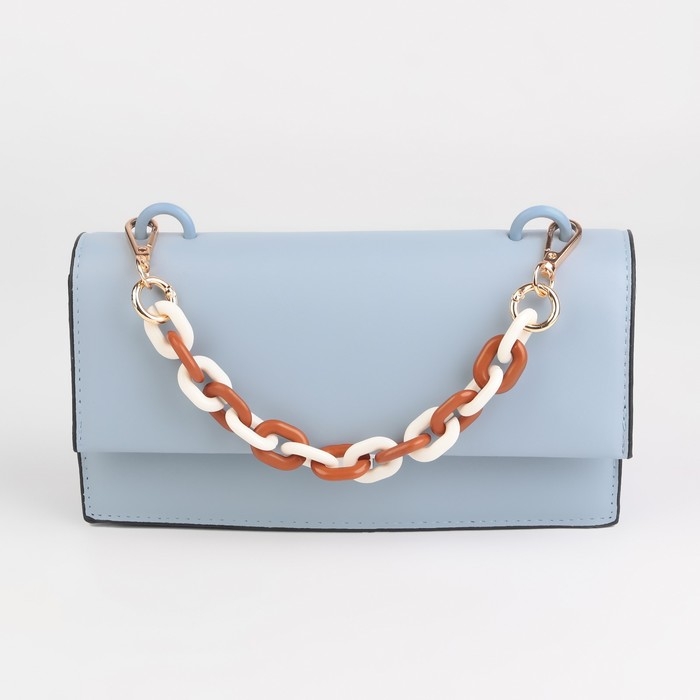 Цепочка для сумки, пластиковая, с карабинами, 24 × 18 мм, 30 см, цвет коричневый/белый/золотой