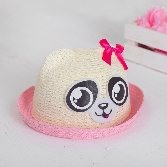 Панама детская соломенная для девочки «Пандочка», р-р 54, 2-6 лет Панама детская соломенная для девочки «Пандочка», р-р 54, 2-6 лет