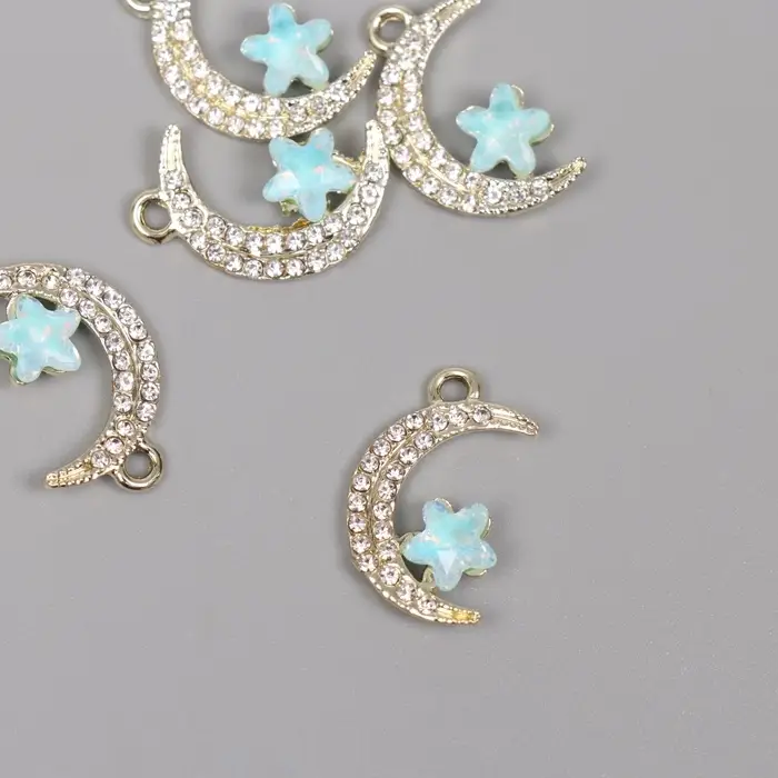 Декор для творчества металл, стразы Декор для творчества металл, стразы "Месяц с звездой" золото 2,3х1,4х0,5 см