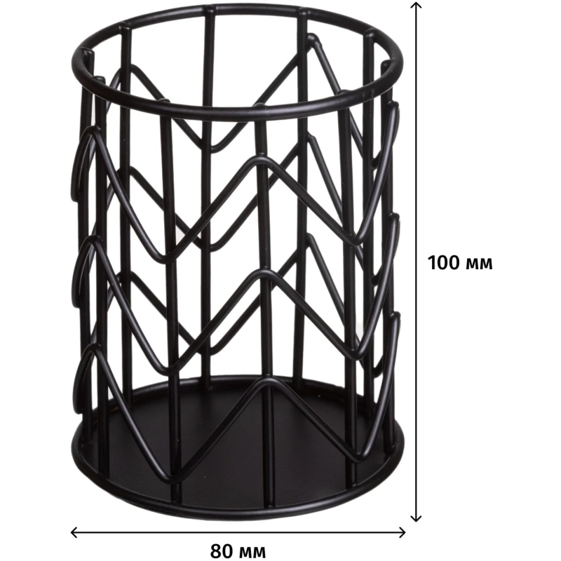 Подставка-стакан для письм принадлежностей Attache черн 80x100мм металл