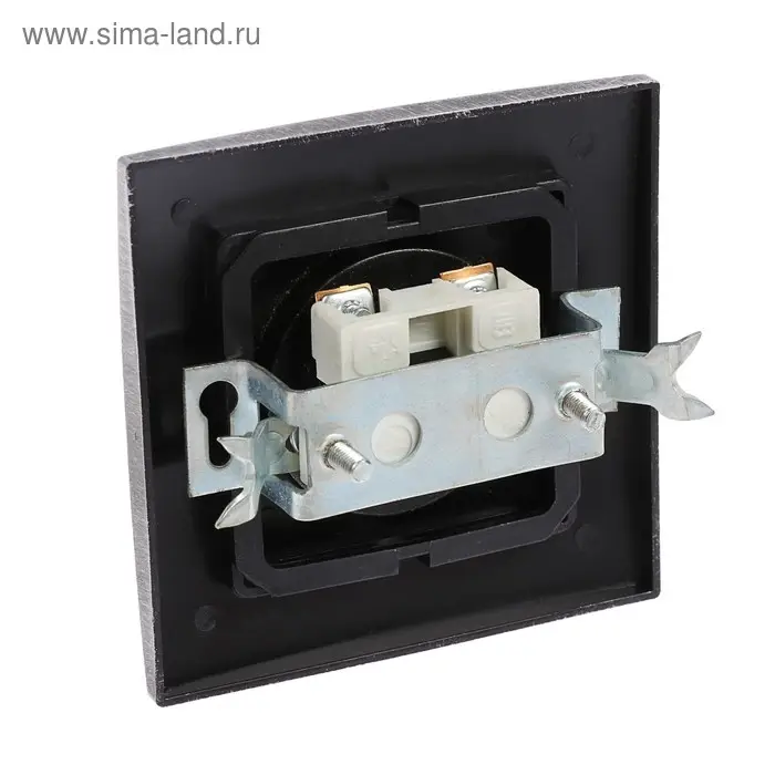 Розетка  Розетка "Элект" RS 16-131-ЧС, 16 А, 250 В, одноместная, скрытая, без з/к,черная под серебро