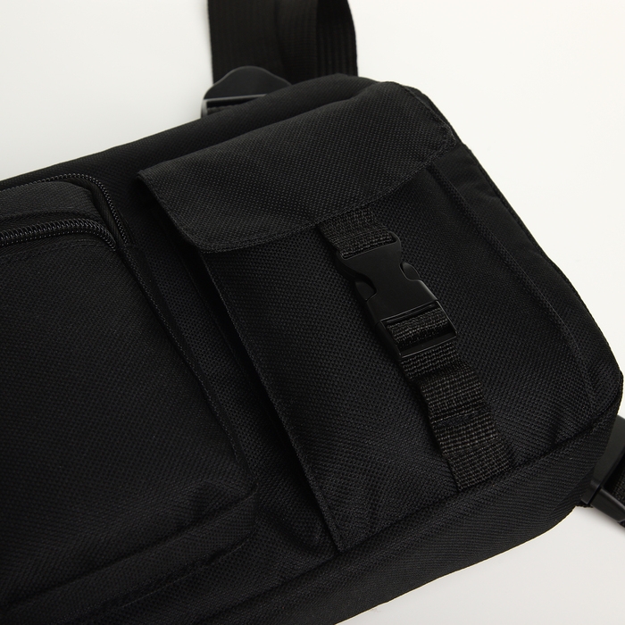 Сумка нагрудная на молнии, 2 наружных кармана, цвет чёрный Сумка нагрудная на молнии, 2 наружных кармана, цвет чёрный