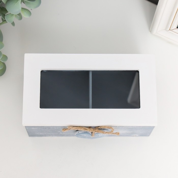 Шкатулка дерево, стекло с делениями  Шкатулка дерево, стекло с делениями "Звёздное сердце" 16,4х9х7 см