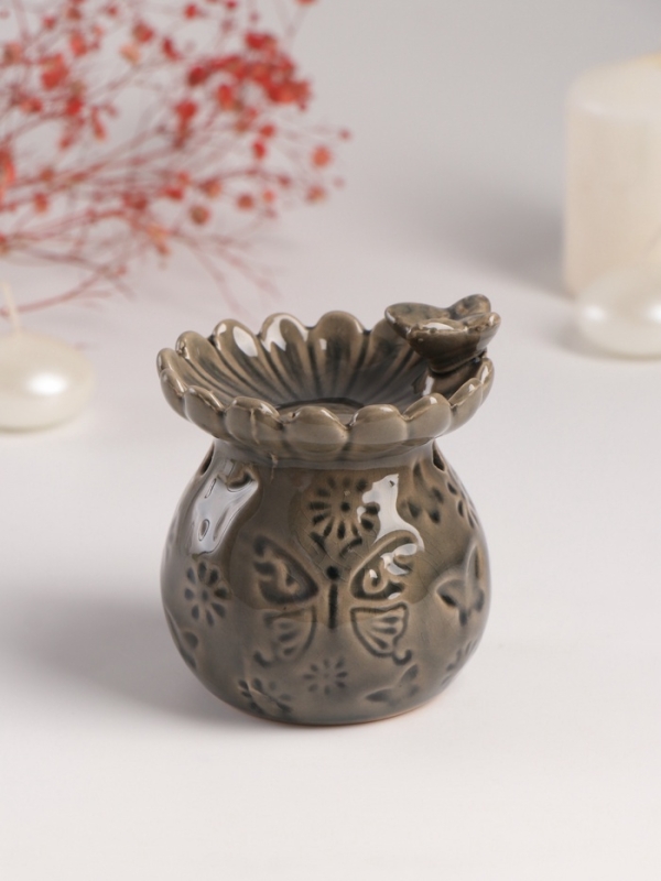 Аромалампа керамика Аромалампа керамика "Бабочки и цветы" 10х9х9 см