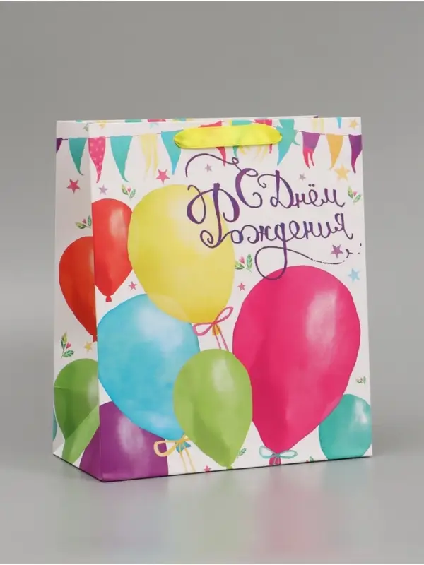 Пакет подарочный ламинированный, упаковка, &laquo;С Днём Рождения!&raquo;, ML 23&times;27&times;11.5 см