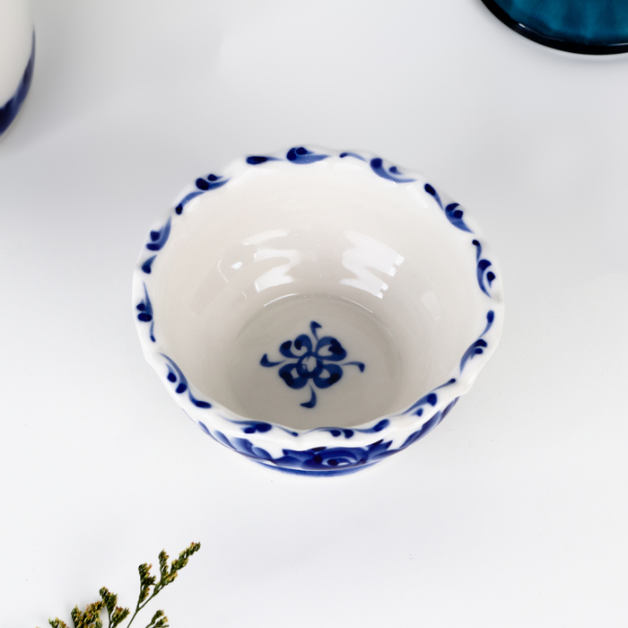 Розетка «Цветы», 10,5х10,5×5 см, гжель Розетка «Цветы», 10,5х10,5×5 см, гжель