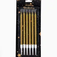 Свечи для торта "Твой день", набор 6 штук золотые