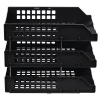 Набор лотков для бумаг &laquo;Стамм&raquo; STRONG, горизонтальный, на металлических стержнях, 3 отделения, чёрный