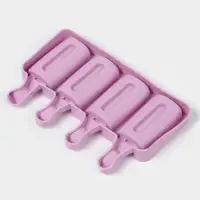 Форма для мороженого Доляна &laquo;Эскимо&raquo;, силикон, 19.5&times;11 см, 4 ячейки (6.8&times;3.5 см), белая