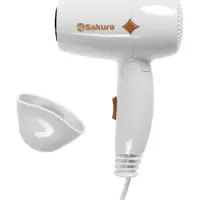 Фен Sakura SA-4049W, 1200 Вт, 2 скорости, 2 температурных режима, белый