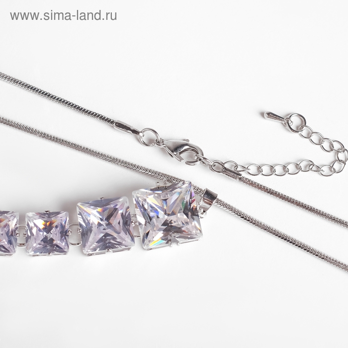 Кулон «Чистота» дорожка из квадратов, цвет белый в серебре, 70 см