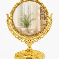 Зеркало декоративное, с увеличением х2, двустороннее, 13.8&times;17 см, (d=10 см), цвет золотой