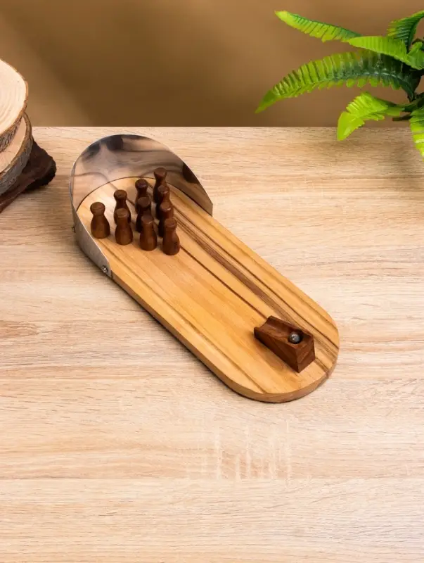 Настольная игра &laquo;Мини боулинг&raquo;, 30&times;11&times;6 см, манговое дерево, алюминий