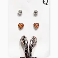 Серьги QF &laquo;Леопард&raquo;, набор 3 пары, цветной в серебре