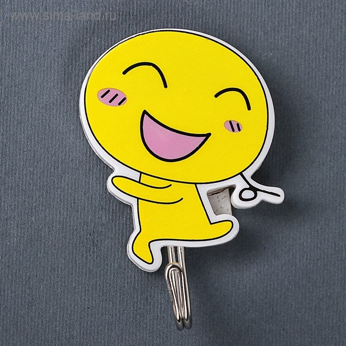 Крючки самоклеящиеся «Бегущий смайлик», 2 шт, рисунок МИКС