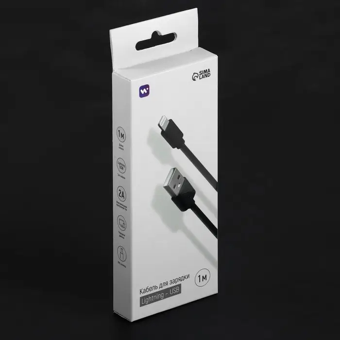 Кабель Windigo, Lightning - USB, 2 А, зарядка + передача данных, TPE оплетка, 1 м, чёрный
