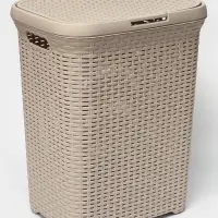 Корзина бельевая &laquo;Ротанг&raquo;, 60 л, 34.6&times;44.5&times;56 см, с крышкой, латте