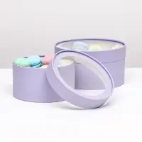 Набор 2 в 1 круглых коробок &laquo;Бледно-фиолетовый&raquo; с окном, 21&times;11 - 18&times;10 см