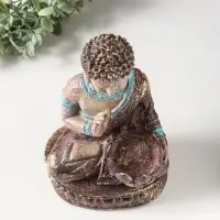 Сувенир полистоун подсвечник "Будда с лотосом" с золотой патиной 10х14,5х25 см