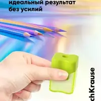 Точилка ErichKrause Wave Mini Neon, с контейнером, МИКС