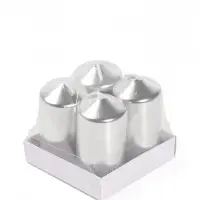 Свеча столбик, набор 4 шт., 3.8&times;7.5 см, серебристый