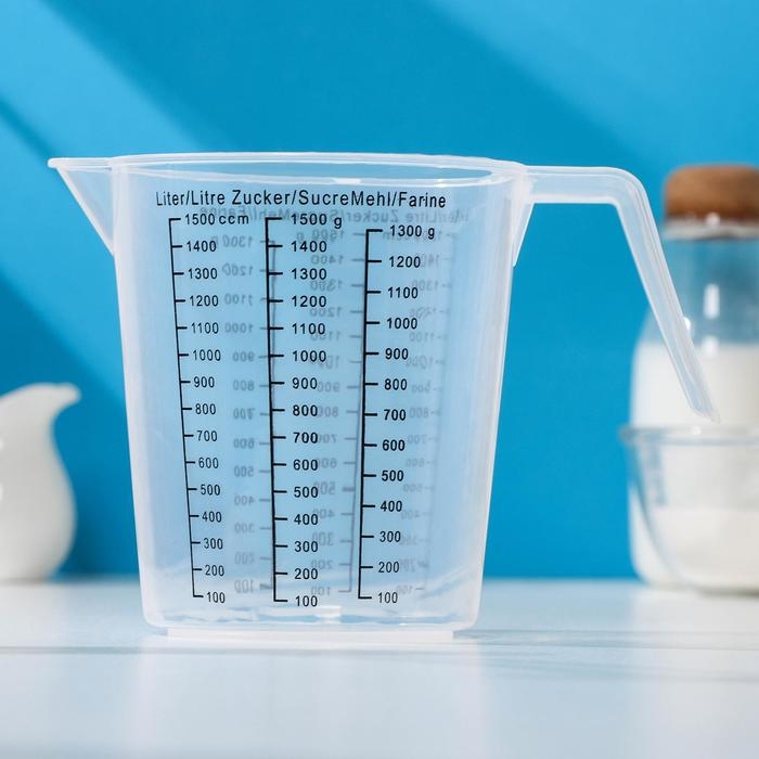 Стакан мерный Доляна, 1,5 л, цвет прозрачный Стакан мерный Доляна, 1,5 л, цвет прозрачный