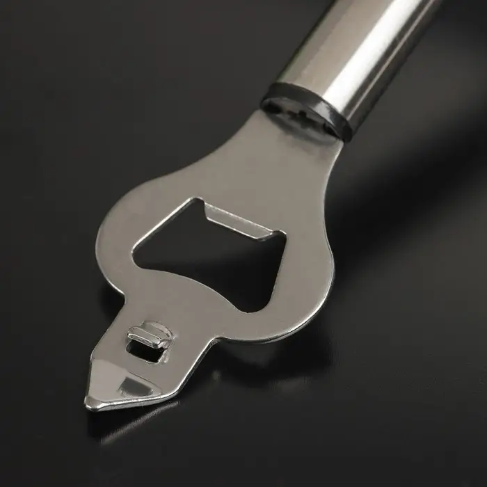 Открывашка Доляна Fargo, 18,5×4,5×2 см, нержавеющая сталь, цвет чёрный, серебряный