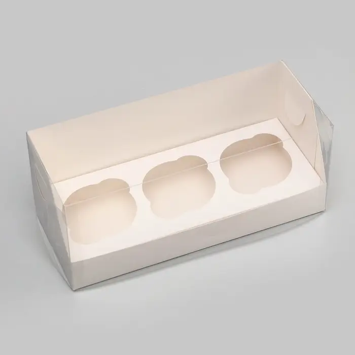 Коробка для 3 капкейка 24&times;10&times;10 см, белый