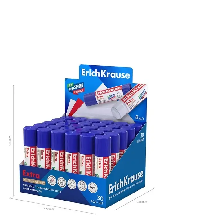 Клей-карандаш, ErichKrause Extra, PVP, усиленный, 8 г