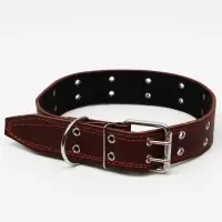 Ошейник безразмерный, 83&times;4.5 см, ОШ 20-71 см, на синтепоне, кожа, коричневый