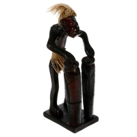 Сувенир «Абориген с двумя барабанами», 19×9×9 см, дерево