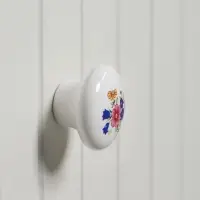 Ручка кнопка FLOWER Ceramics 017, d=32, керамическая, белая