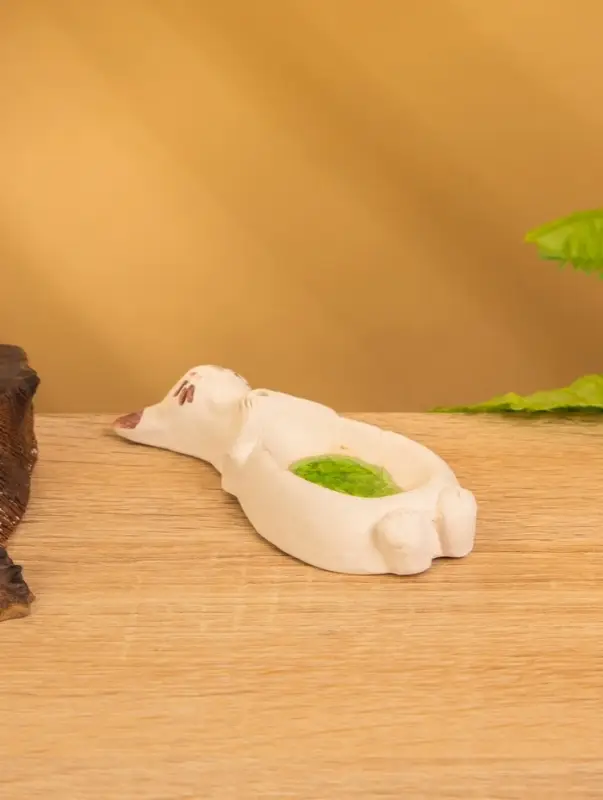 Подставка под благовония "Спящий кот" керамика, цв. бежевый, 11х4,5х1,5 см