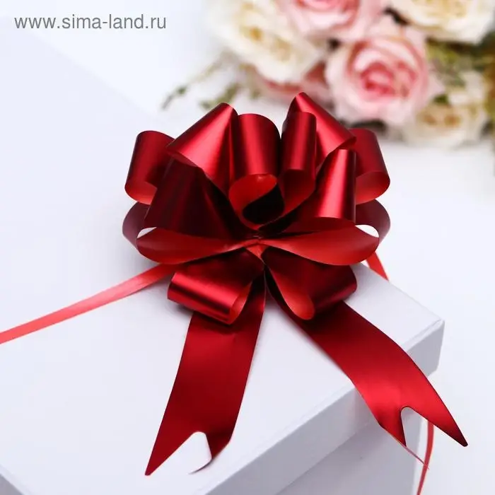 Бант - шар №3 металлик, красный Бант - шар №3 металлик, красный
